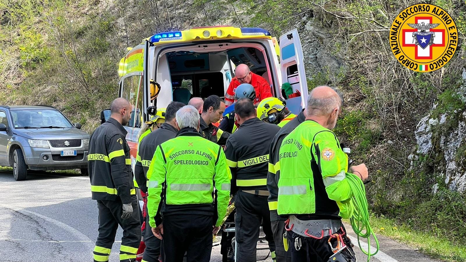1 maggio 2024. Zola Pedrosa (BO). Soccorso escursionista caduto su sentiero.