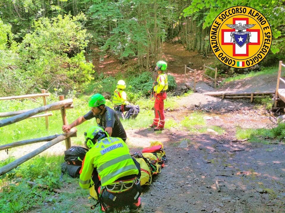 5 luglio 2019. Fontana Gelata (Ferriere - PC). Operaio forestale infortunato nel bosco.