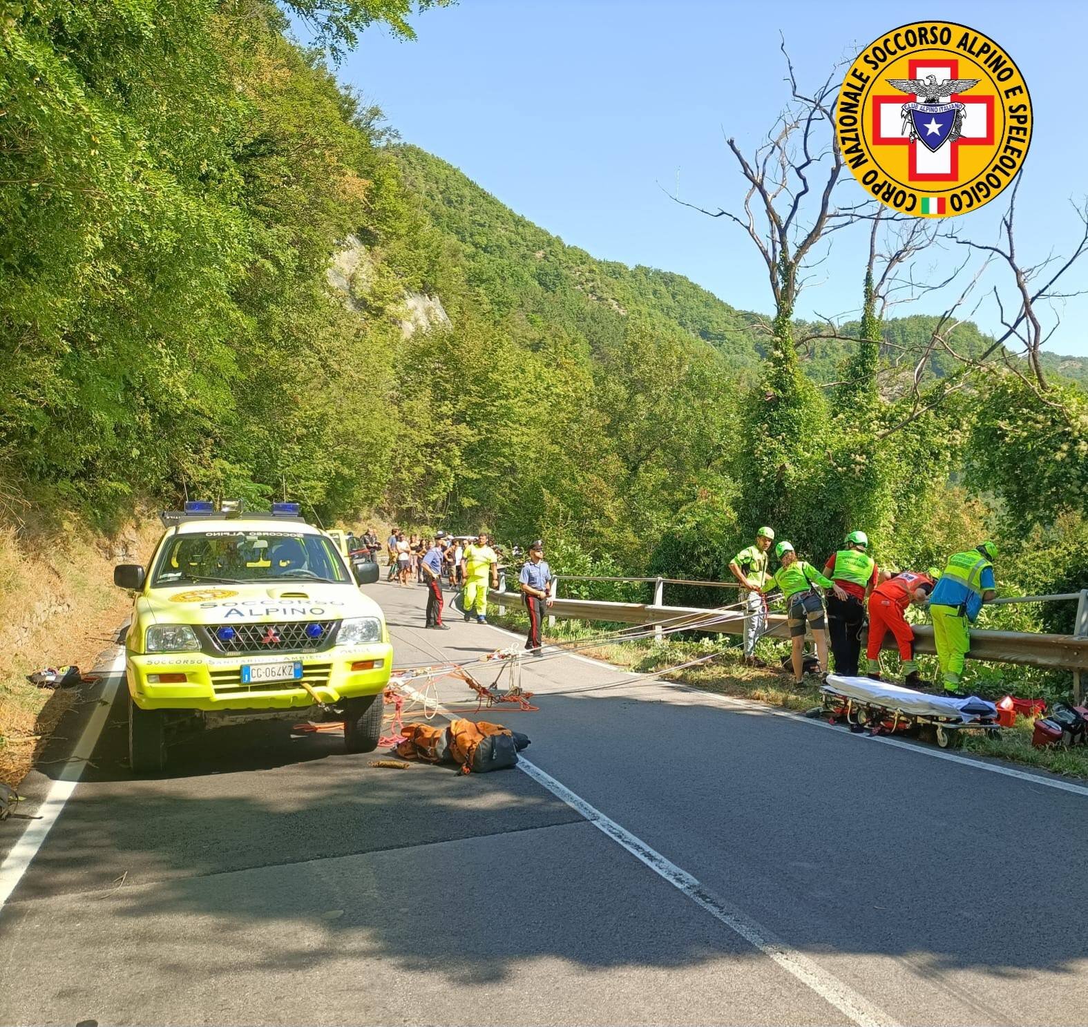 12 agosto 2025. Portico di Romagna (FC). Biker precipita in una scarpata.