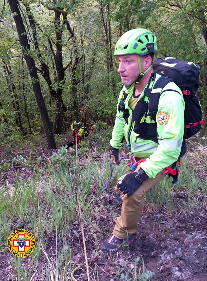 22 aprile 2023. Sabiuno (BO). Ciclista scivola in un dirupo