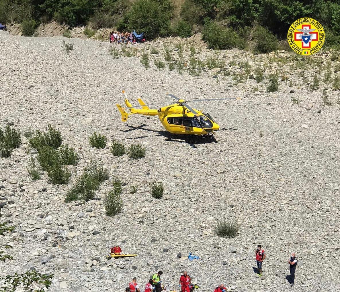 19 luglio 2020. Corte Brugnatella (Marsaglia - PC). Uomo annega nel fiume Trebbia.