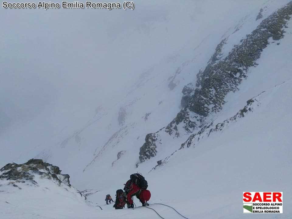 Corno alle Scale (BO) - Formazione invernale per i nuovi aspiranti TESA (Tecnici di Soccorso Alpino) del Servizio regionale Emilia Romagna.