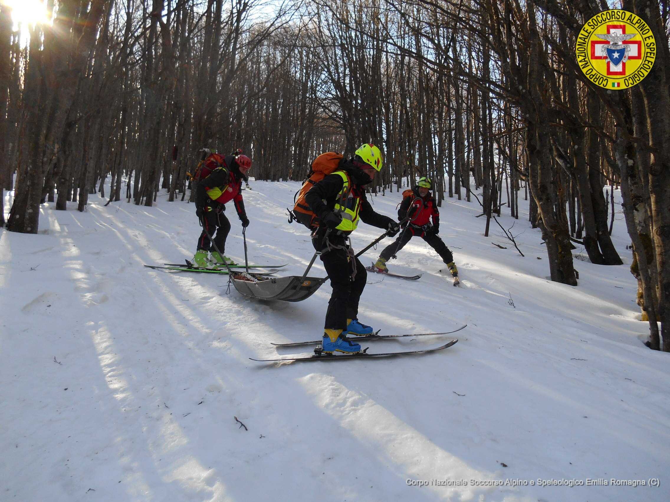 23 febbraio 2019. Campigna - Monte Falco (Santa Sofia - FC). Addestramento su neve e ghiaccio per il Soccorso Alpino.