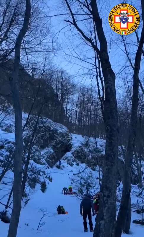 16 febbraio 2025. Canale Prime Donne - monte Penna (GE). Soccorsa donna scivolata in un canalone.