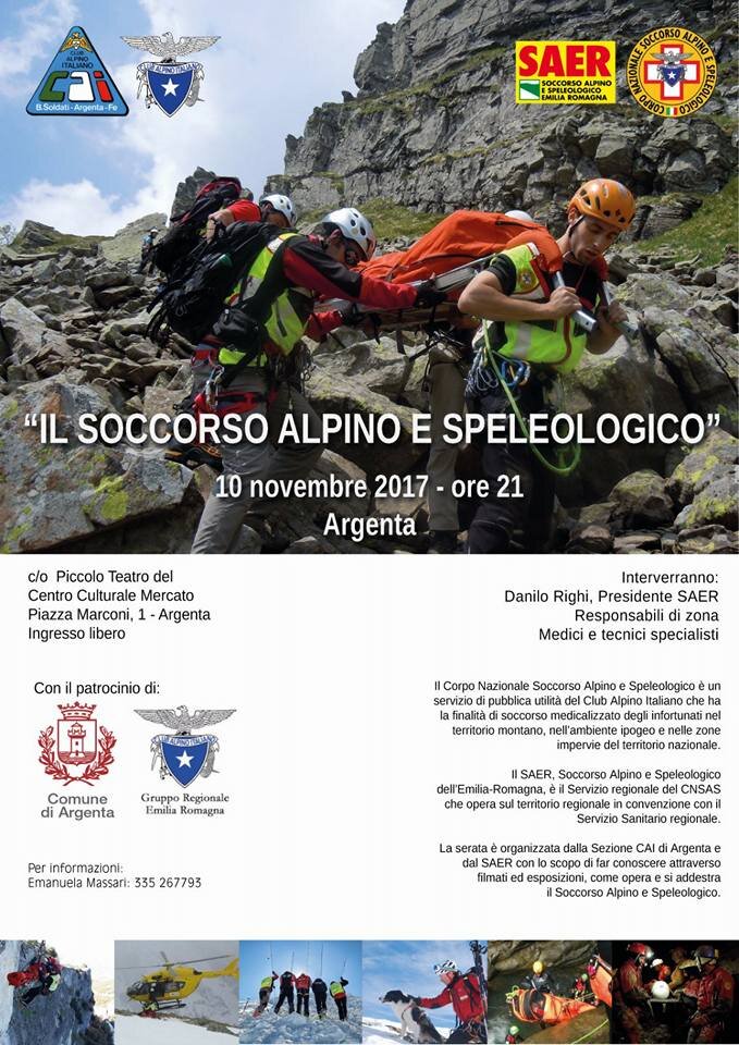 Il 10 novembre ad Argenta si parla di Soccorso Alpino