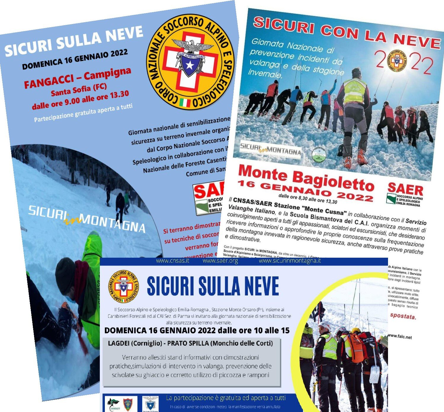 16 gennaio 2022. Campigna (FC) - Monte Bagioletto (RE) - Lagdei (PR) - Prato Spilla (PR). Il Soccorso Alpino Speleologico Emilia Romagna organizza: SICURI SULLA NEVE.