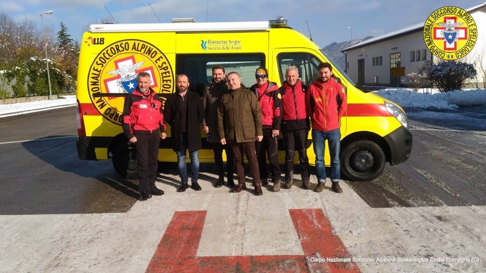 20 dicembre 2018. Capaccio, Santa Sofia (FC). Consegna della nuova centrale operativa mobile al Soccorso Alpino da parte di "Romagna Acque Societ&agrave; delle Fonti"