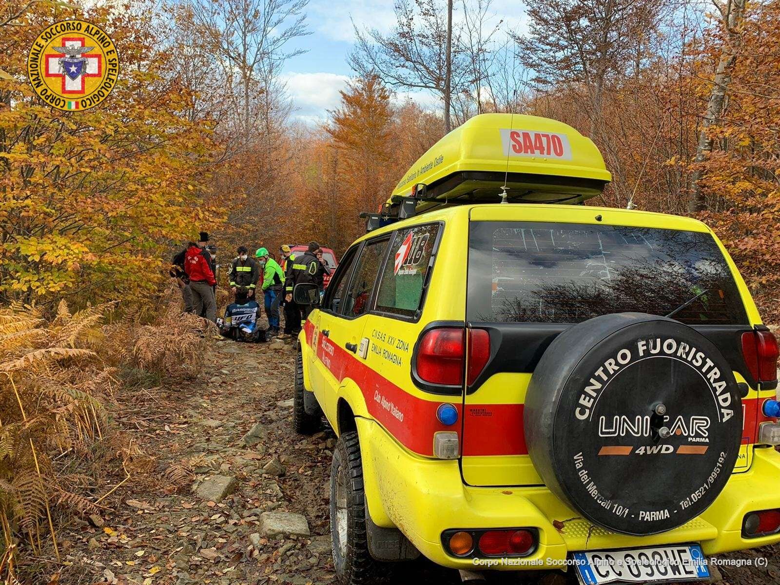 24 ottobre 2020. Carbonasca (Albareto - Pr) Motociclista infortunato.