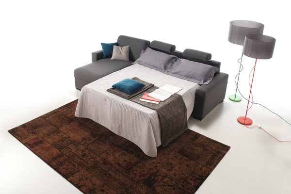 divano Rosini divano-letto moderno - colore grigio - in tessuto sfoderabile - con chaise longue