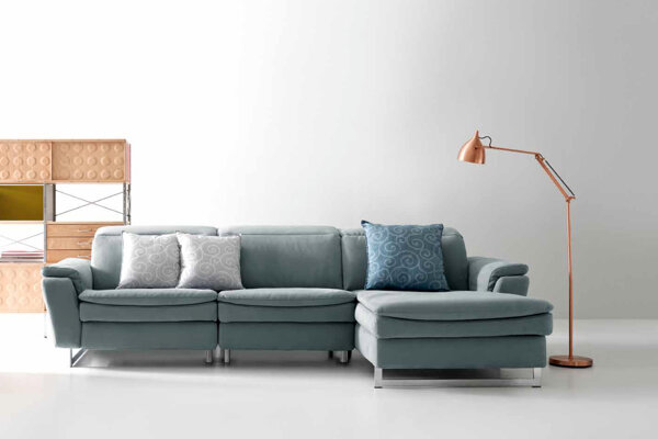 divano Aerre divano moderno in tessuto grigio - con penisola