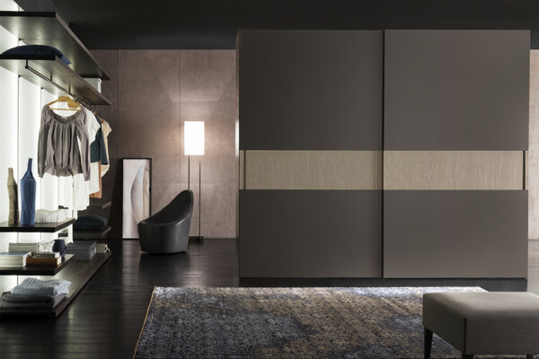 armadio Rossetto armadio anta scorrevole - laccato opaco antracite rovere canapa