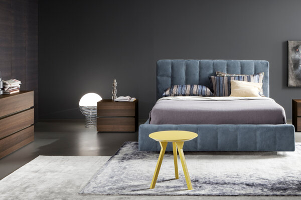 letto Rossetto letto matrimoniale contenitore in tessuto nabuk colore avio