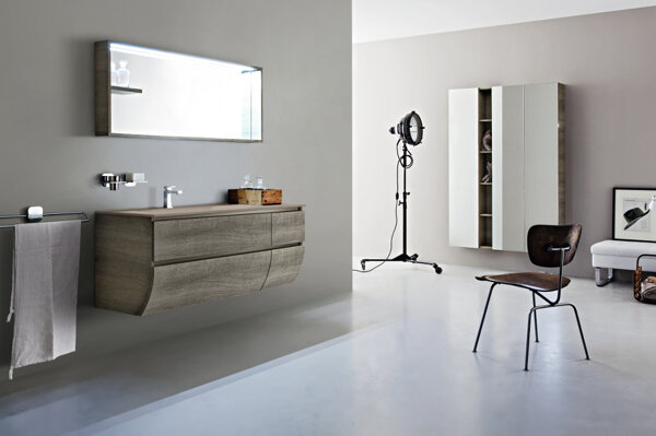 bagno Cerasa bagno moderno design minimal senza maniglie - deimos stone - colore ecru - con vasca integrata