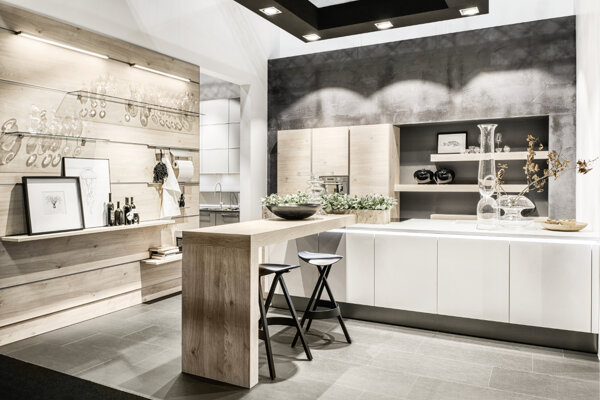 cucina Nolte cucina moderna - con penisola - colore bianco e rovere naturale