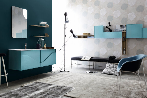 bagno Cerasa bagno contemporaneo gusto retrò - colore verde acqua chiaro - con linee sagomate