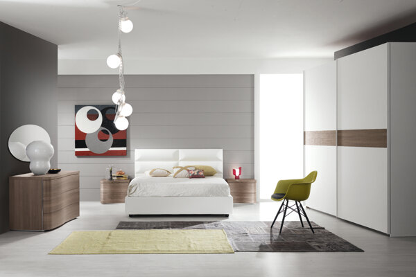 camera Spar camera matrimoniale moderna - armadio anta scorrevole - comò con linee curve