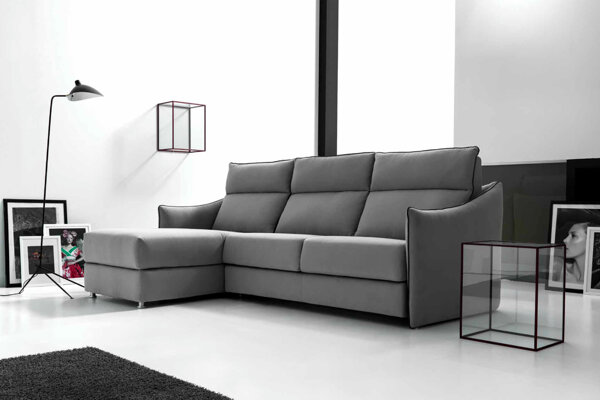 divano letto Aerre divano letto moderno in tessuto grigio - con penisola