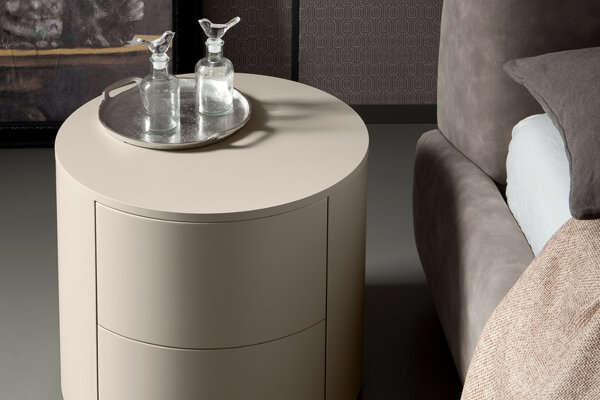 comodino Rossetto comodino colore corda - stondato - laccato opaco - forma rotonda