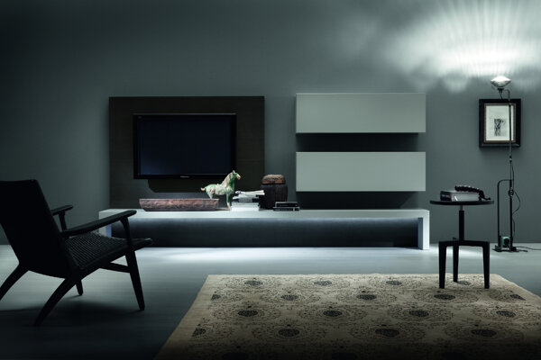 soggiorno Rossetto soggiorno moderno - rovere carbone laccato opaco e cenere