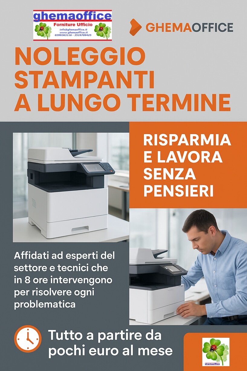 ghemaoffice, il tuo partner per il noleggio a lungo termine di Stampanti, Multifunzioni, PC & NoteBook, Plotter, Display e tanto altro!