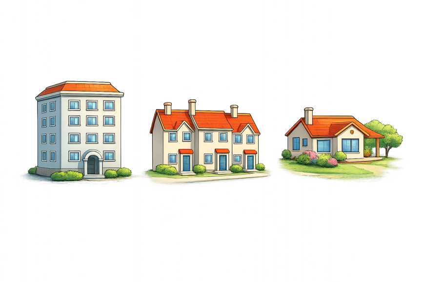 Tipologia di immobili come condominio, terratetto e villa e differenze nella valutazione immobiliare