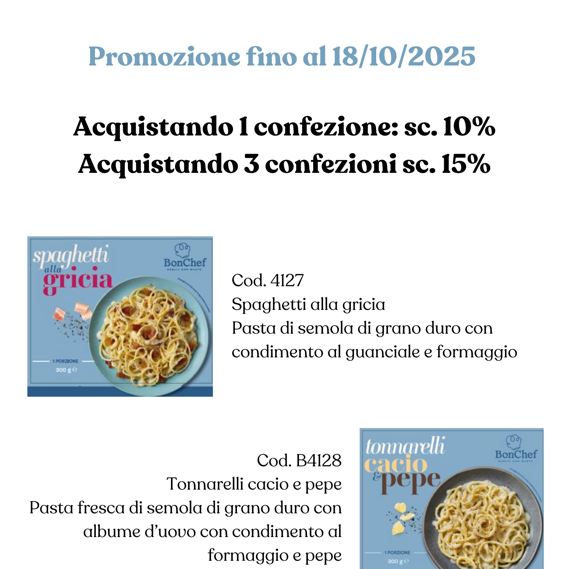 Novità Bonchef Nuovi primi piatti Bonchef in BUSTA! Approfitta della promozione! Prodotto disponibile dal 29/09