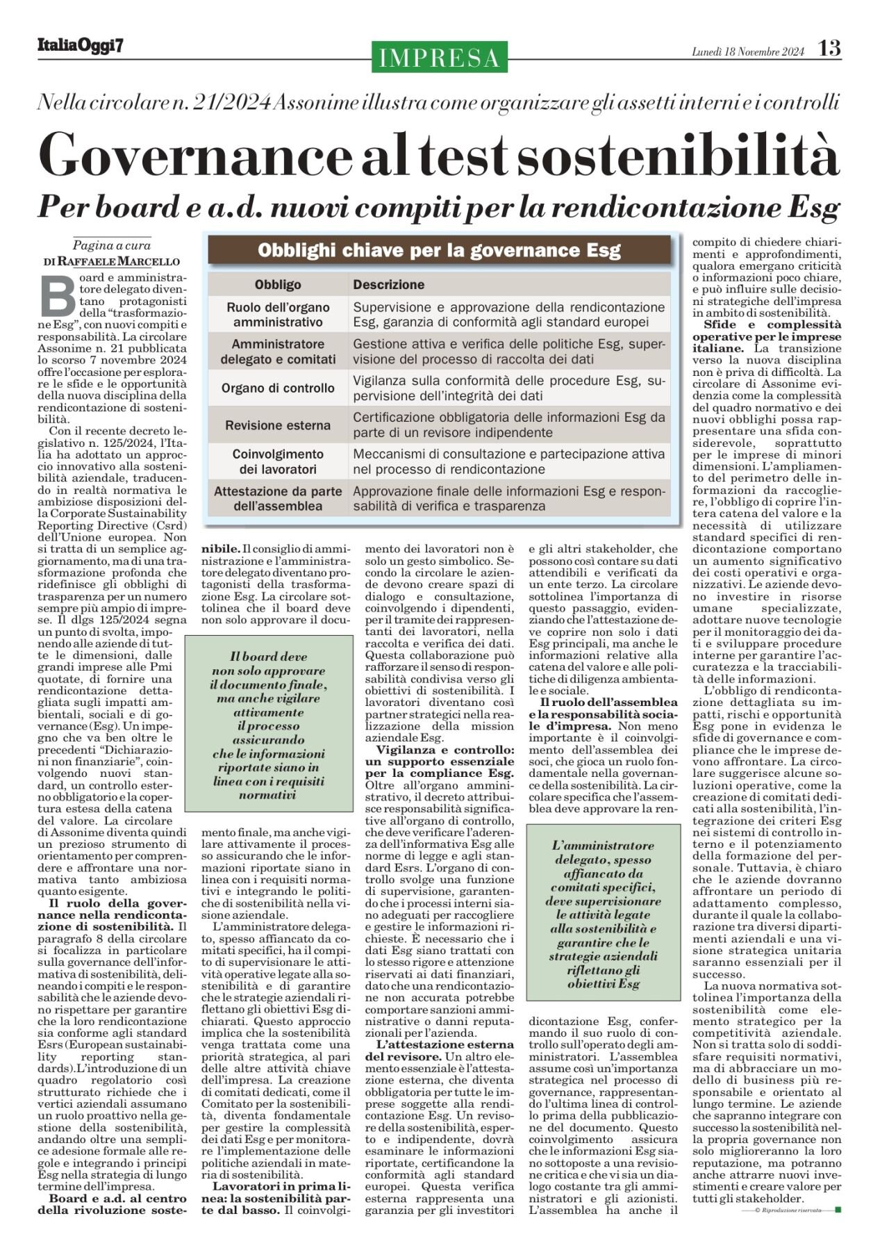 Sostenibilità e Governance aziendale: la riorganizzazione degli assetti interni in linea con i parametri ESG. Sostenibilità e Governance aziendale: la riorganizzazione degli assetti interni in linea con i parametri ESG.