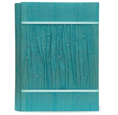 Album libro Seta shantung verde tiffany con punti luce in strass sull’arricciatura