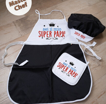 kit masterchef grembiule, cappello e presina kit masterchef grembiule, cappello e presina