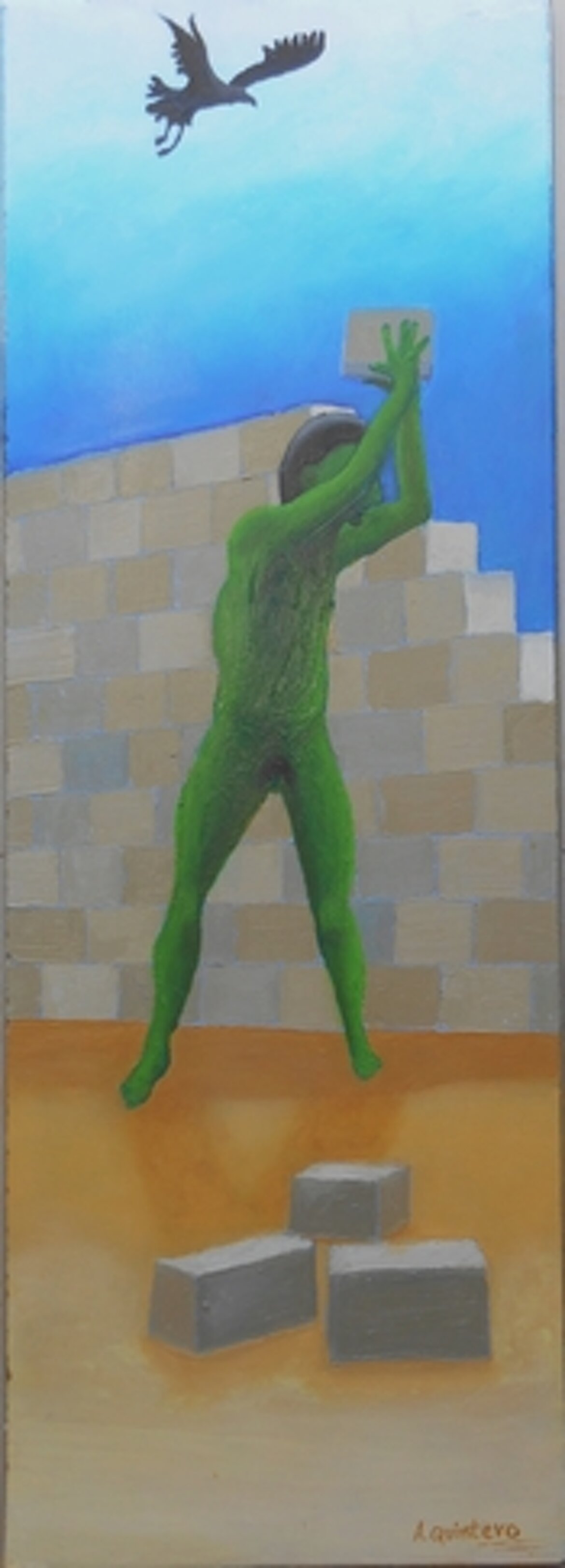 Oil on reconstructed wood, 22.4 � 62.8 cm, 2020