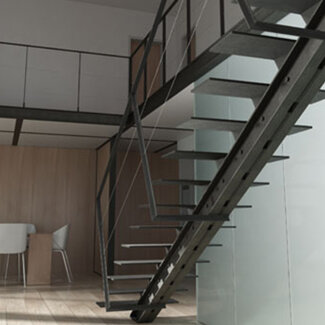 Lefonso scale monotrave scala a rampa monotrave autoportante interamente in acciaio verniciato grigio grafite Lefonso scale monotrave scala a rampa monotrave autoportante interamente in acciaio verniciato grigio grafite