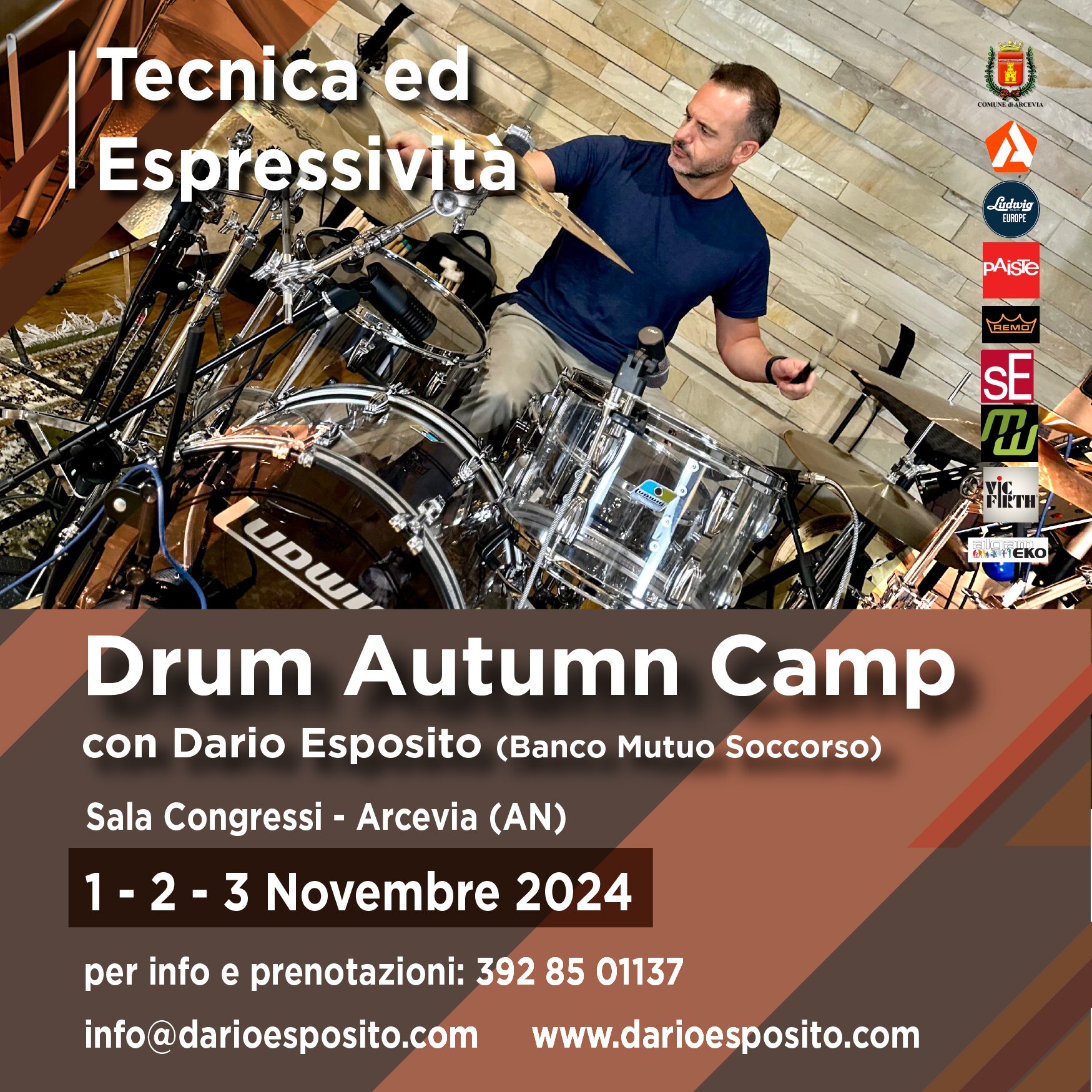 DRUM AUTUMN CAMP "Tecnica ed Espressivit&agrave;" di DARIO ESPOSITO ad ARCEVIA (AN) 1- 2- 3- NOVEMBRE 2024