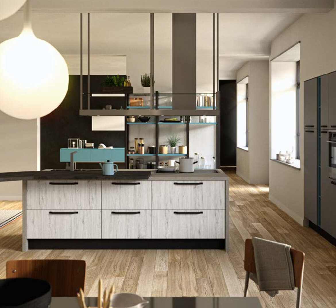 Modulo isola integrata nel living open space