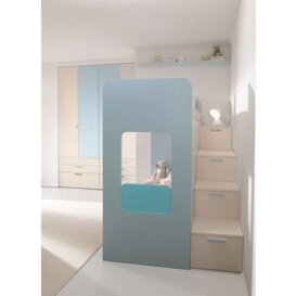 Composizione Z1 Fonde alla perfezione la zona notte con la zona studio e gli spazi contenitori in un unico sistema