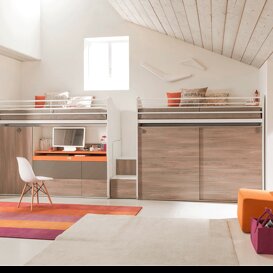 Composizione S62 Una composizione lineare che bilancia le zone funzionali di contenimento, riposo e studio.