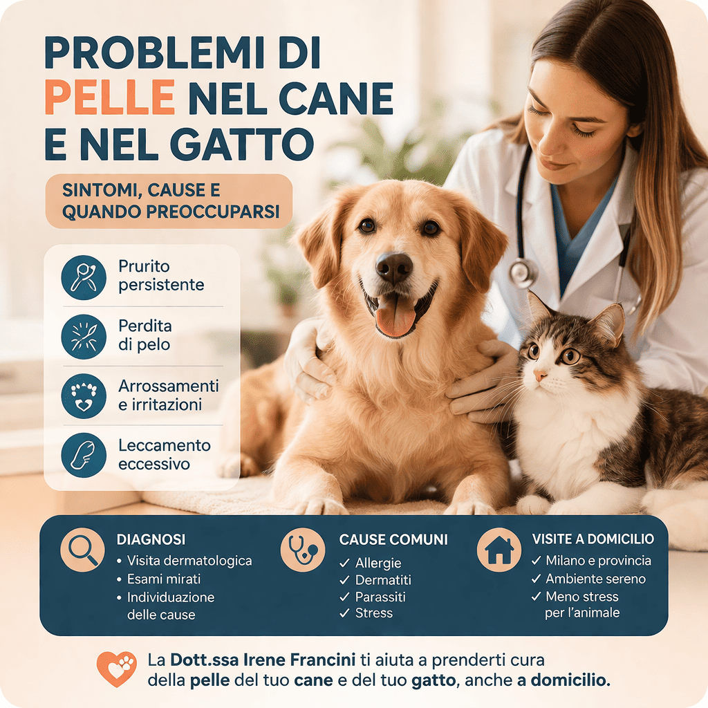 problemi pelle cane gatto prurito perdita pelo veterinario milano