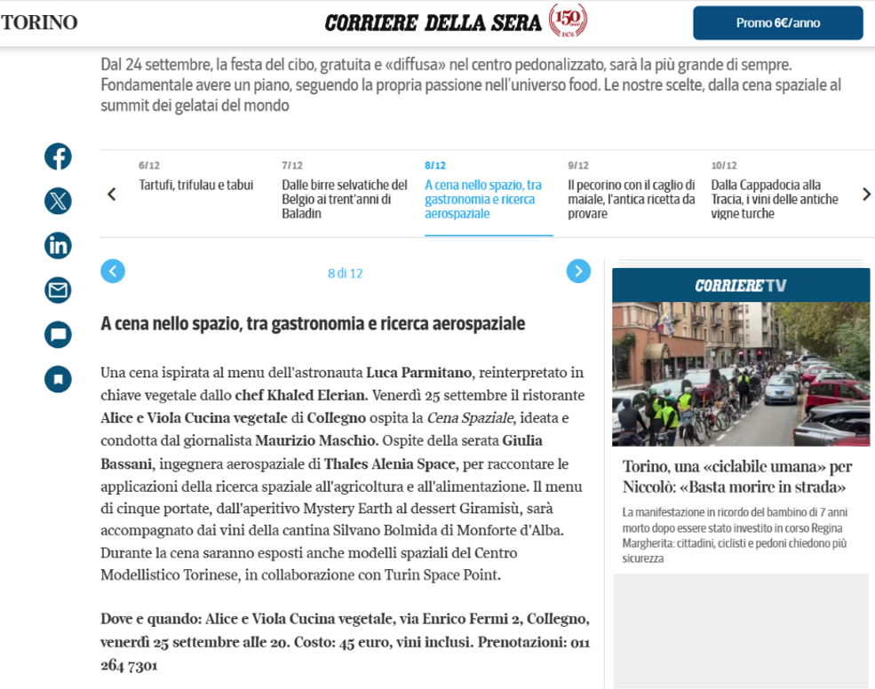 cena spaziale terra madre sul corriere 