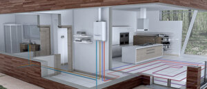 Impianto radiante con caldaia