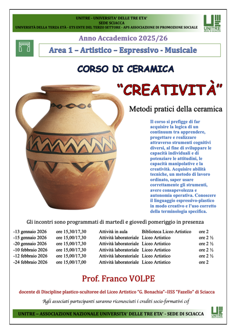 corso di ceramica volpe a.a. 2025-26 corso di ceramica volpe a.a. 2025-26