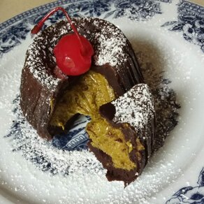 tortino al cioccolato con cuore morbido al pistacchio