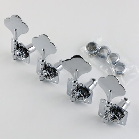 Set meccaniche per Jazz Bass 4 corde - Cromate. Set meccaniche per Jazz Bass 4 corde - Cromate.