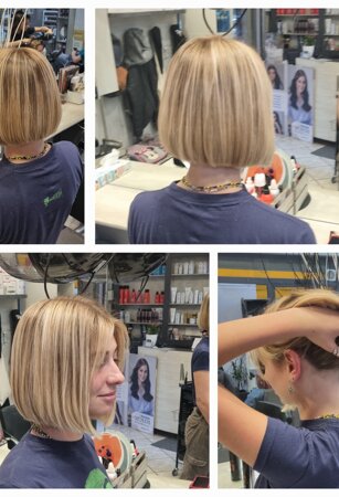 caschetto , short bob , con rasatura