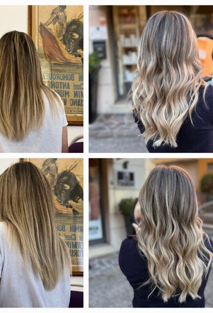 prima e dopo balyage freddo