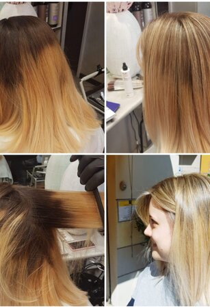 PRIMA E DOPO ICE BLONDE RECUPERO DI UNA BRUTTA SITUAZIONE CON BIONDO GHIACCIO SFUMATO