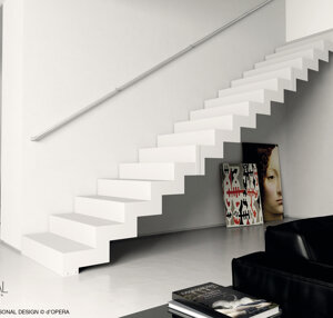 Scala a ginocchio con sottogrado in metallo colore bianco