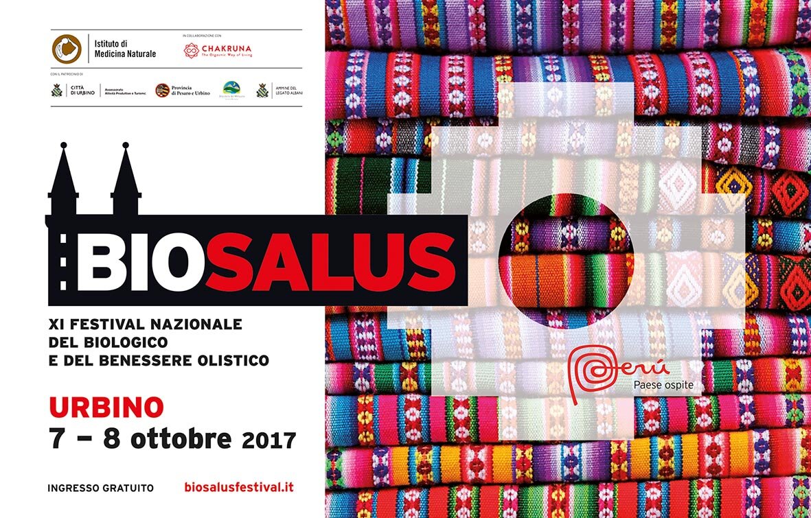 I colori del Per&ugrave; e la croce andina nell'immagine di Biosalus Festival 2017