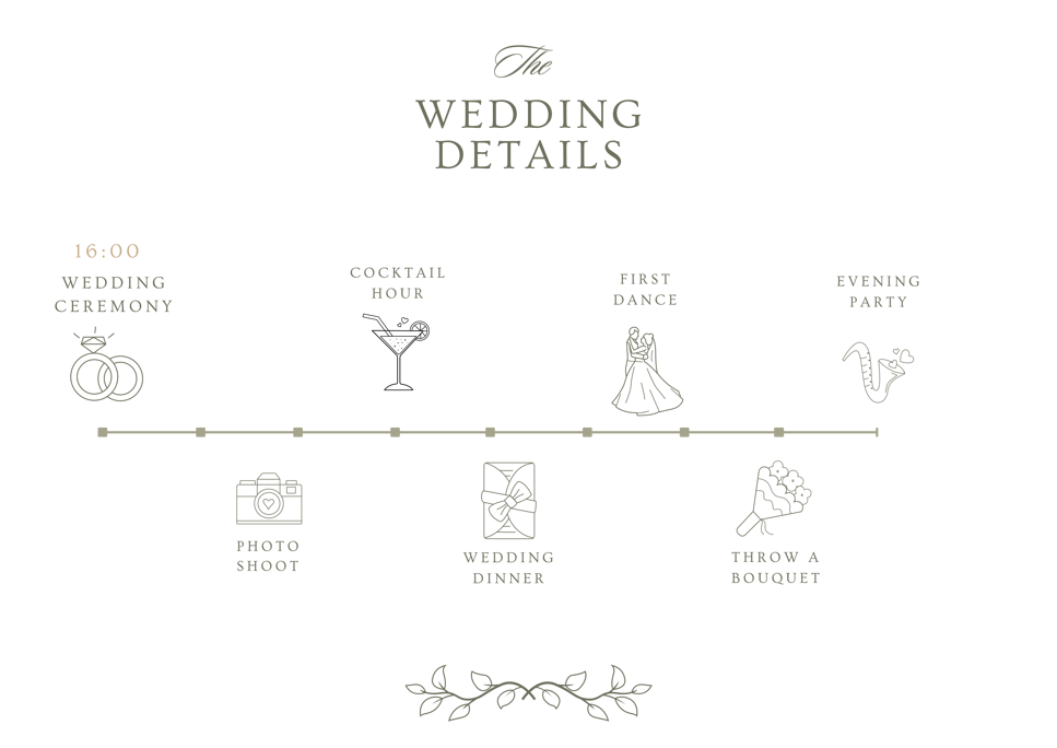 white minimal wedding timeline planner