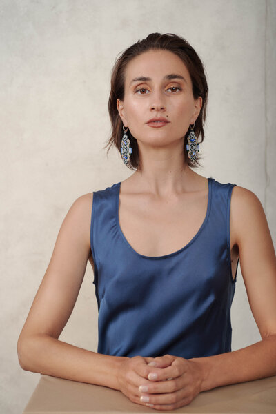 Orecchini in macram� e perle veneziane preziose, 2 o 3 elementi, collezione Indossare Venezia