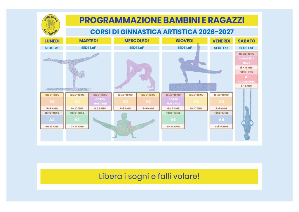Corsi di ginnastica artistica Liberi e Forti A.S.D. APS