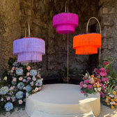 Paralume sartoriale a frange ricaricabile per matrimonio boho chic Paralume sartoriale a frange ricaricabile per matrimonio boho chic